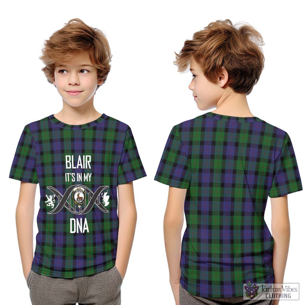 Blair Tartan Kid T-Shirt with Family Crest DNA In Me Style Youth XL Size14 - Tartanvibesclothing Shop