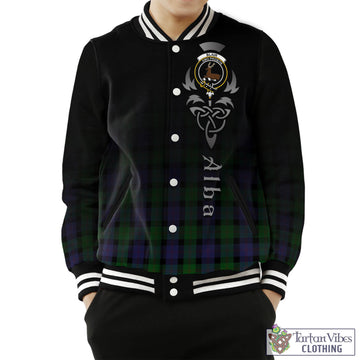 Blair Tartan Baseball Jacket Featuring Alba Gu Brath Family Crest Celtic Inspired