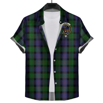 Blair Tartan Short Sleeve Button Down Shirt with Family Crest