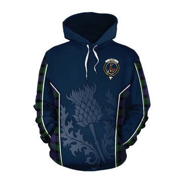 Blair Tartan Cotton Hoodie with Family Crest and Scottish Thistle Vibes Sport Style