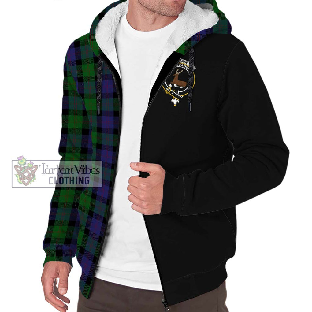 Blair Tartan Sherpa Hoodie with Family Crest and Half Of Me Style Unisex S - Tartanvibesclothing Shop