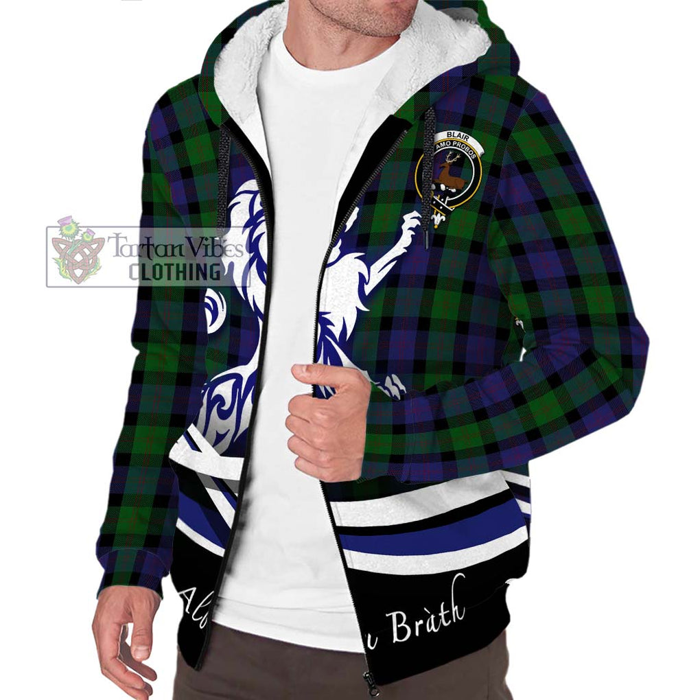 Blair Tartan Sherpa Hoodie with Alba Gu Brath Regal Lion Emblem Unisex S - Tartanvibesclothing Shop