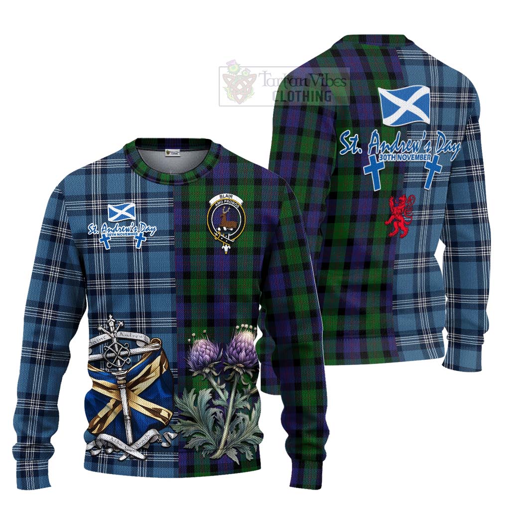 Tartan Vibes Clothing Blair Tartan Knitted Sweater Happy St. Andrew's Day Half Tartan Style