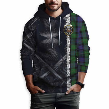 Blair Tartan Hoodie with Family Crest Cross Sword Thistle Celtic Vibes