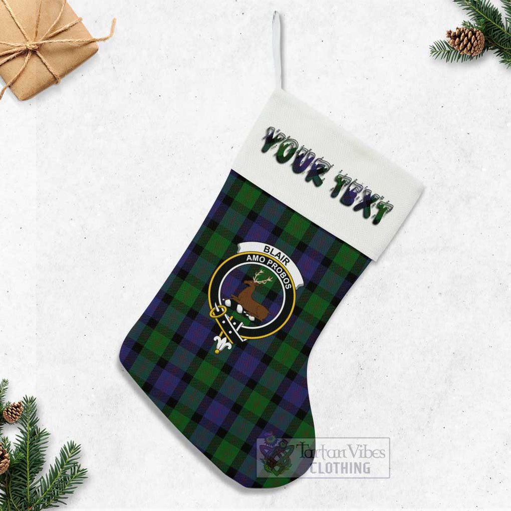 Tartan Vibes Clothing Blair Tartan Family Crest Christmas Stocking with Personalized Text