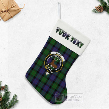 Blair Tartan Family Crest Christmas Stocking with Personalized Text