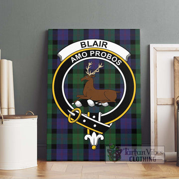 Blair Tartan Canvas Print Wall Art with Family Crest