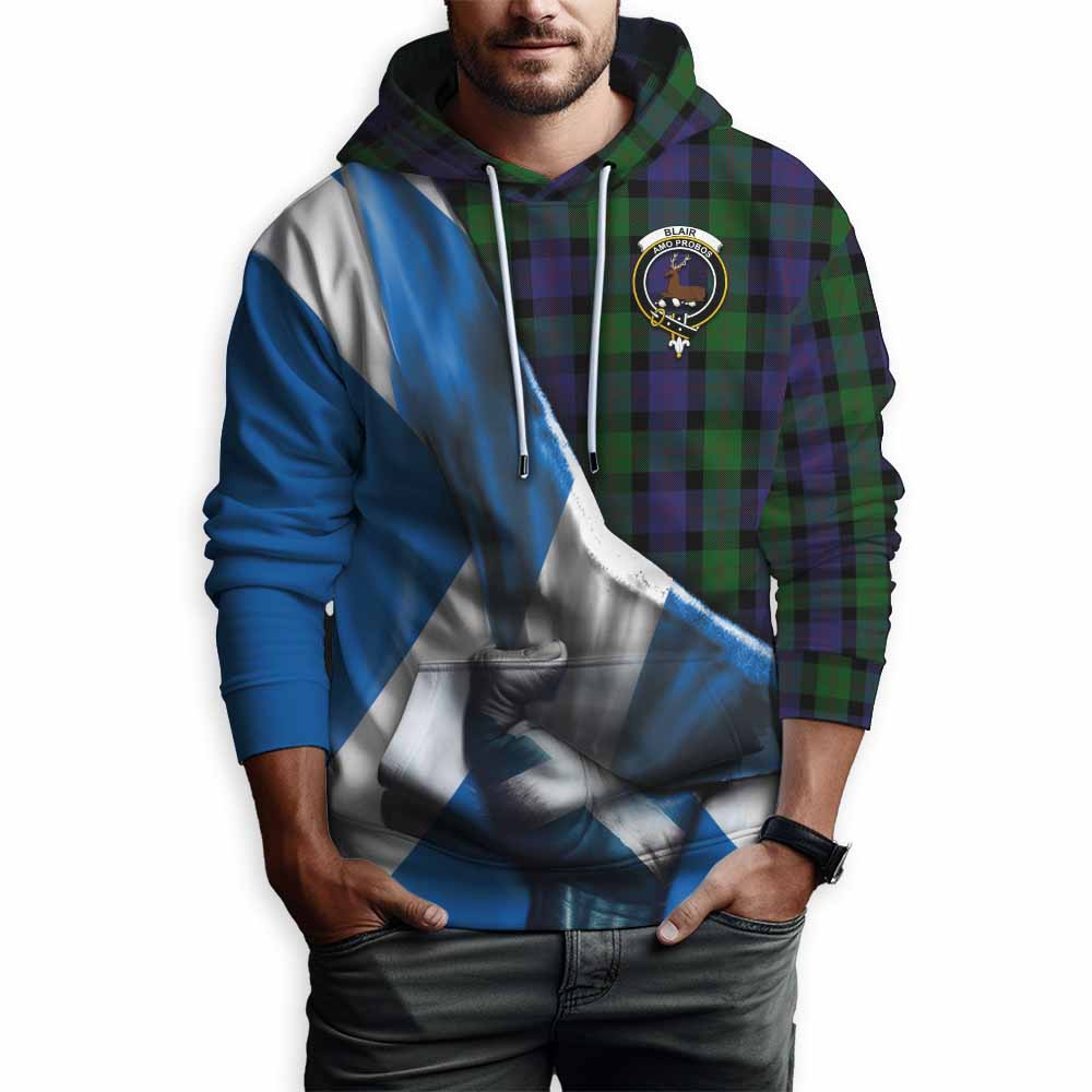 Tartan Vibes Clothing Blair Tartan Hoodie with Family Crest Scotland Patriotic Style