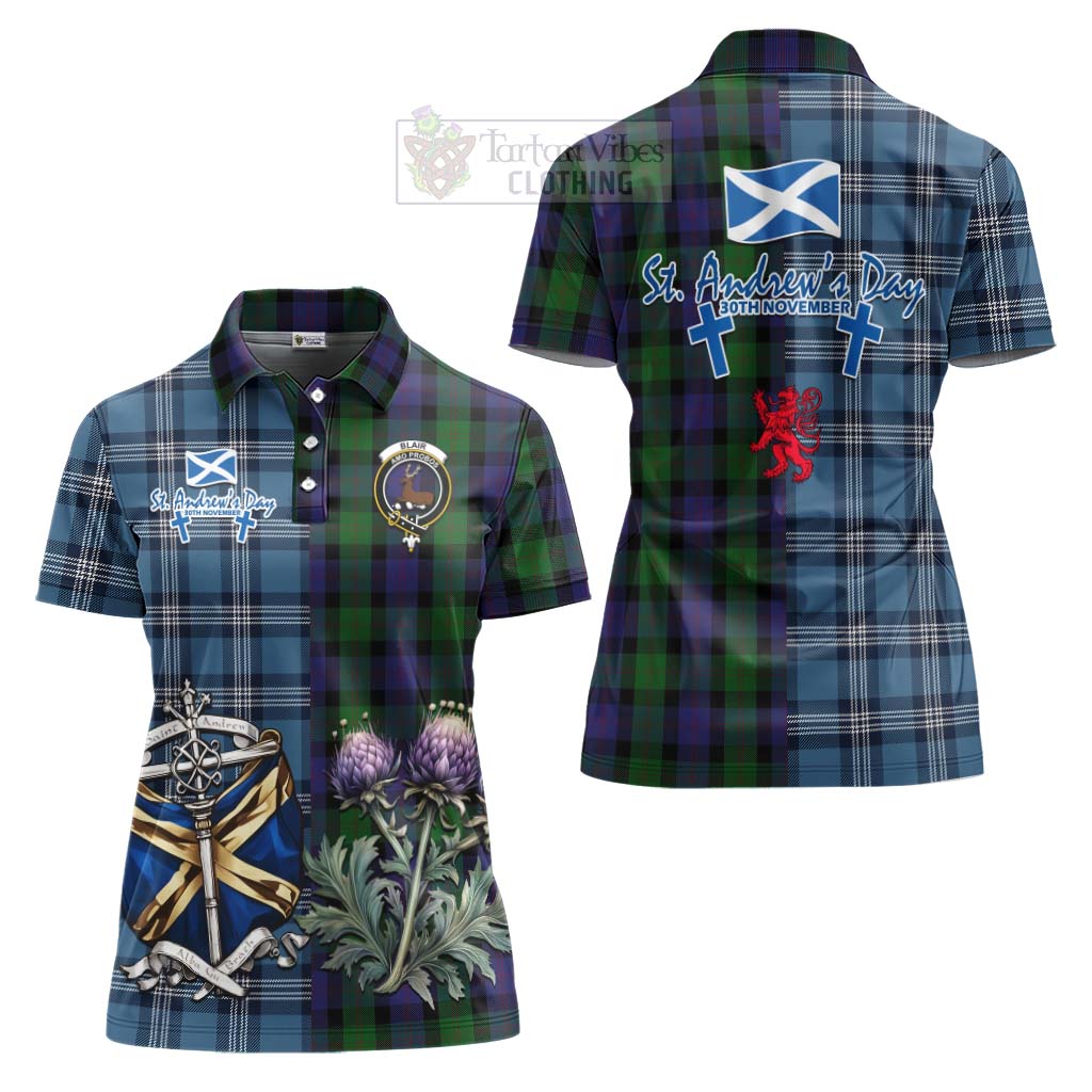 Tartan Vibes Clothing Blair Tartan Women's Polo Shirt Happy St. Andrew's Day Half Tartan Style