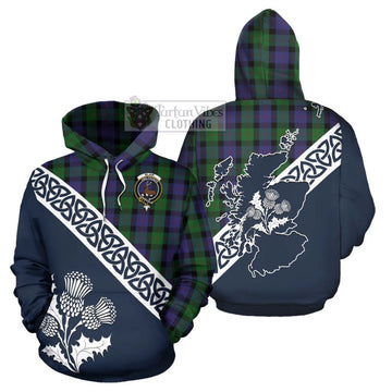 Blair Tartan Hoodie Featuring Thistle and Scotland Map