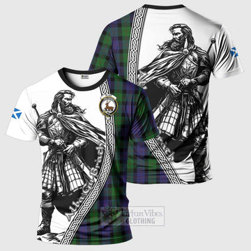 Blair Tartan Clan Crest T-Shirt with Highlander Warrior Celtic Style