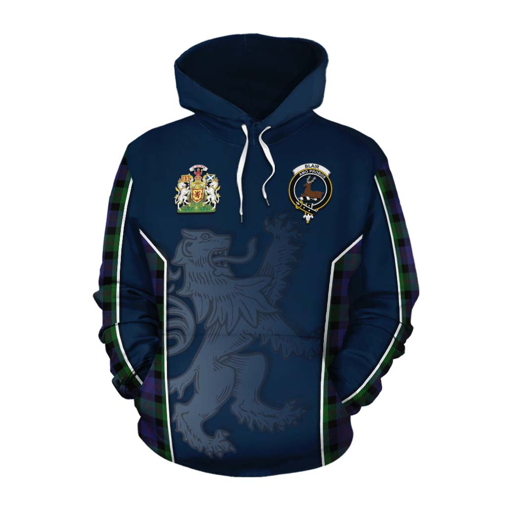 Tartan Vibes Clothing Blair Tartan Cotton Hoodie with Family Crest and Lion Rampant Vibes Sport Style