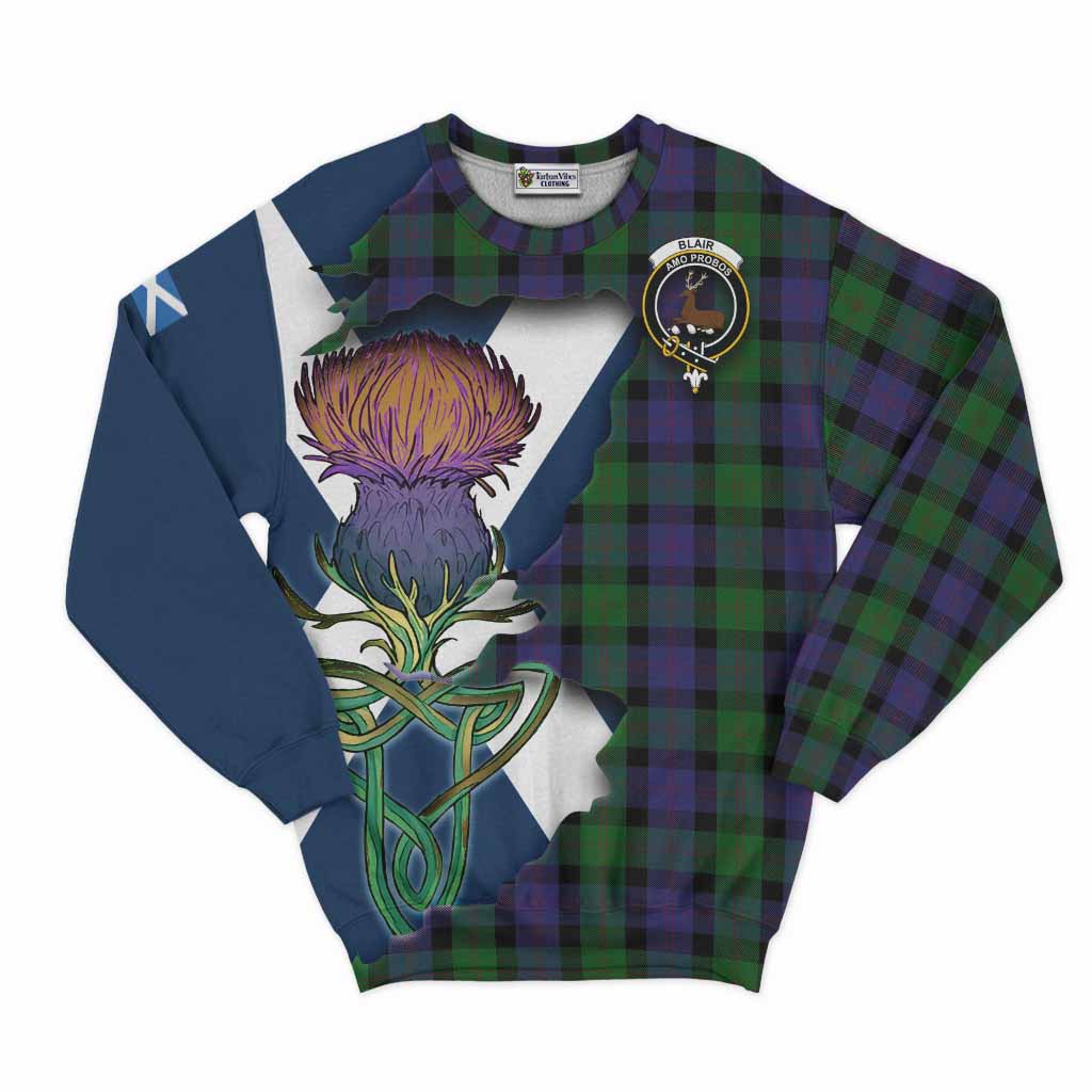 Blair Tartan Family Crest Sweatshirt Scottish Thistle Celtic Inspired Unisex - Tartan Vibes Clothing
