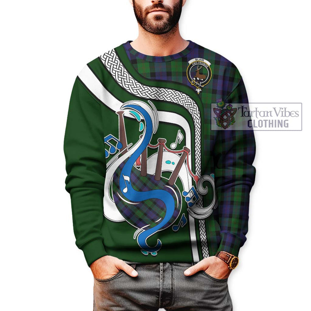 Blair Tartan Sweatshirt with Epic Bagpipe Style Unisex - Tartanvibesclothing Shop