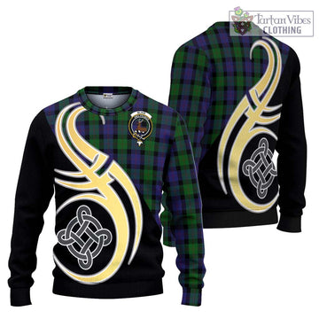 Blair Tartan Ugly Sweater with Family Crest and Celtic Symbol Style