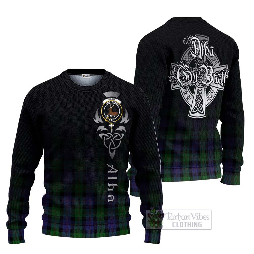 Tartan Vibes Clothing Blair Tartan Knitted Sweater Featuring Alba Gu Brath Family Crest Celtic Inspired