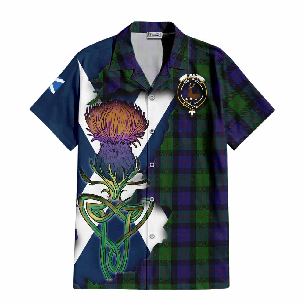 Blair Tartan Family Crest Hawaiian Shirt Scottish Thistle Celtic Inspired Kid - Tartan Vibes Clothing