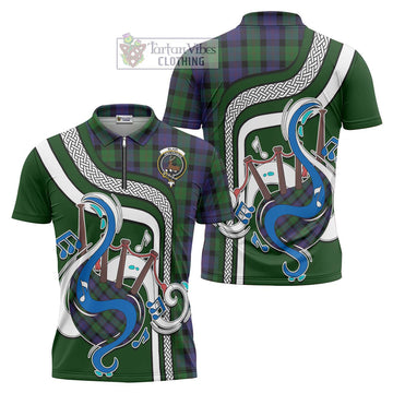 Blair Tartan Zipper Polo Shirt with Epic Bagpipe Style