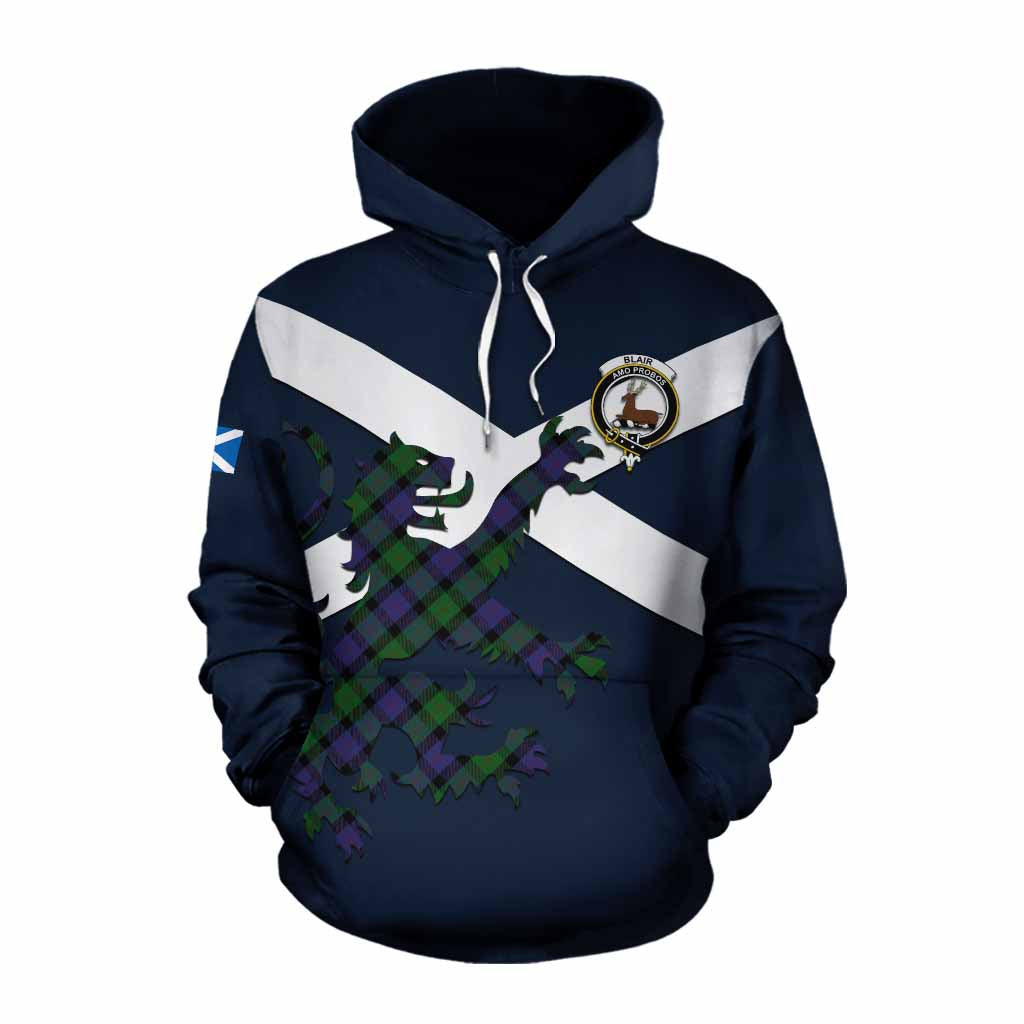 Tartan Vibes Clothing Blair Tartan Lion Rampant Cotton Hoodie Proudly Display Your Heritage with Alba Gu Brath and Clan Name