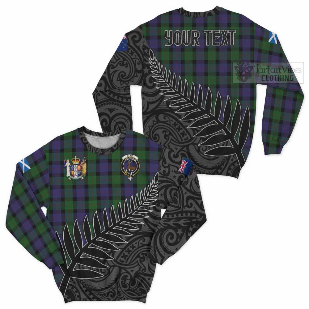 Tartan Vibes Clothing Blair Crest Tartan Sweatshirt with New Zealand Silver Fern Half Style