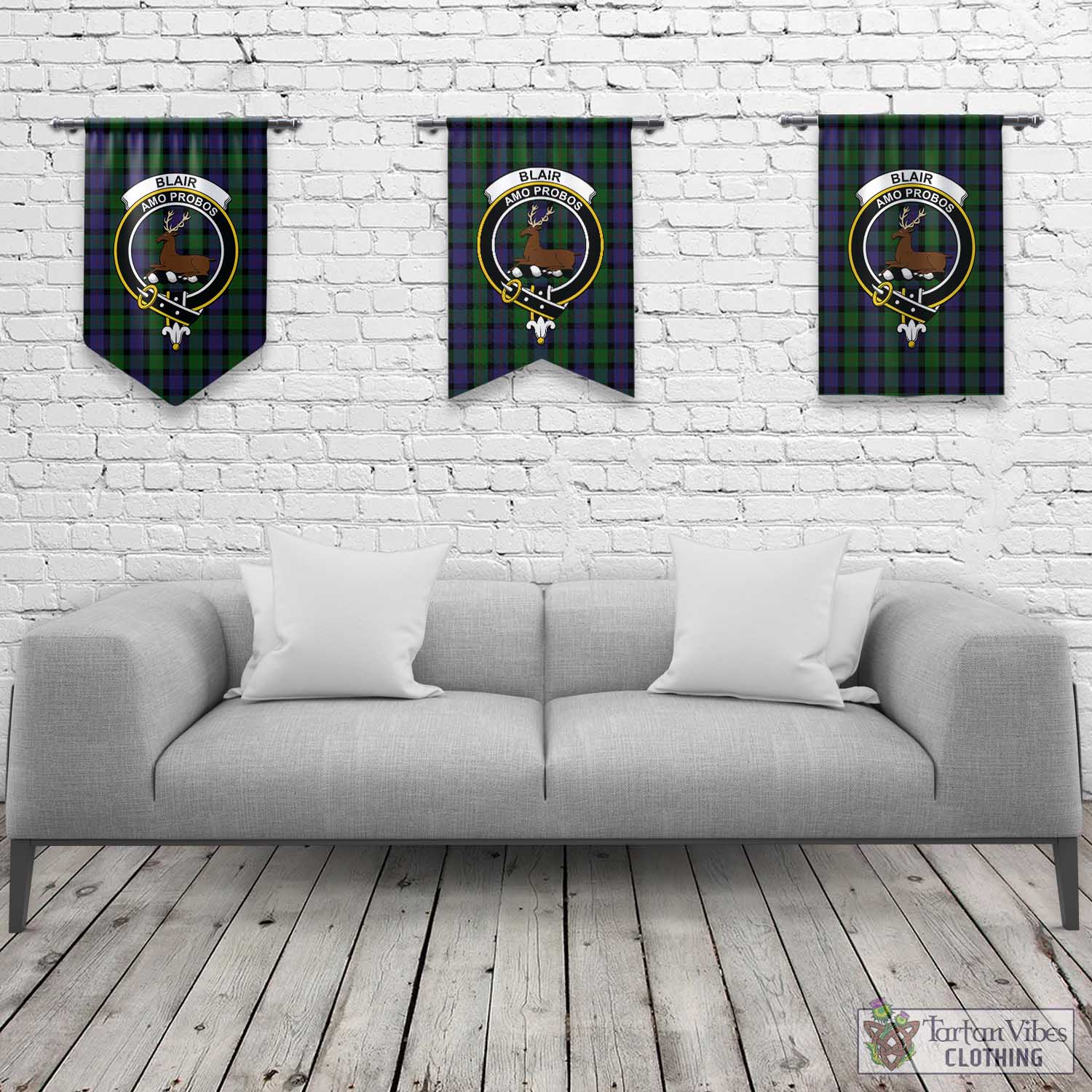 Tartan Vibes Clothing Blair Tartan Gonfalon, Tartan Banner with Family Crest