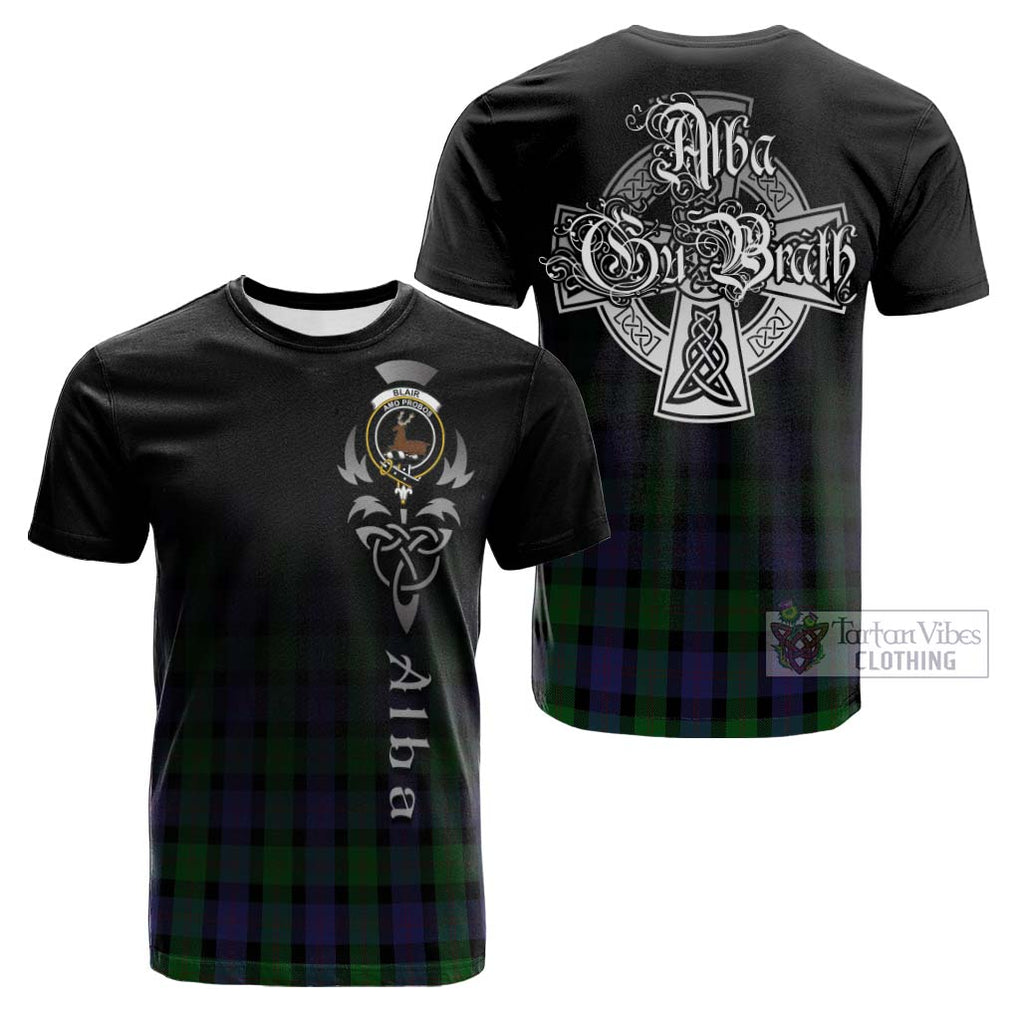 Tartan Vibes Clothing Blair Tartan Cotton T-shirt Featuring Alba Gu Brath Family Crest Celtic Inspired