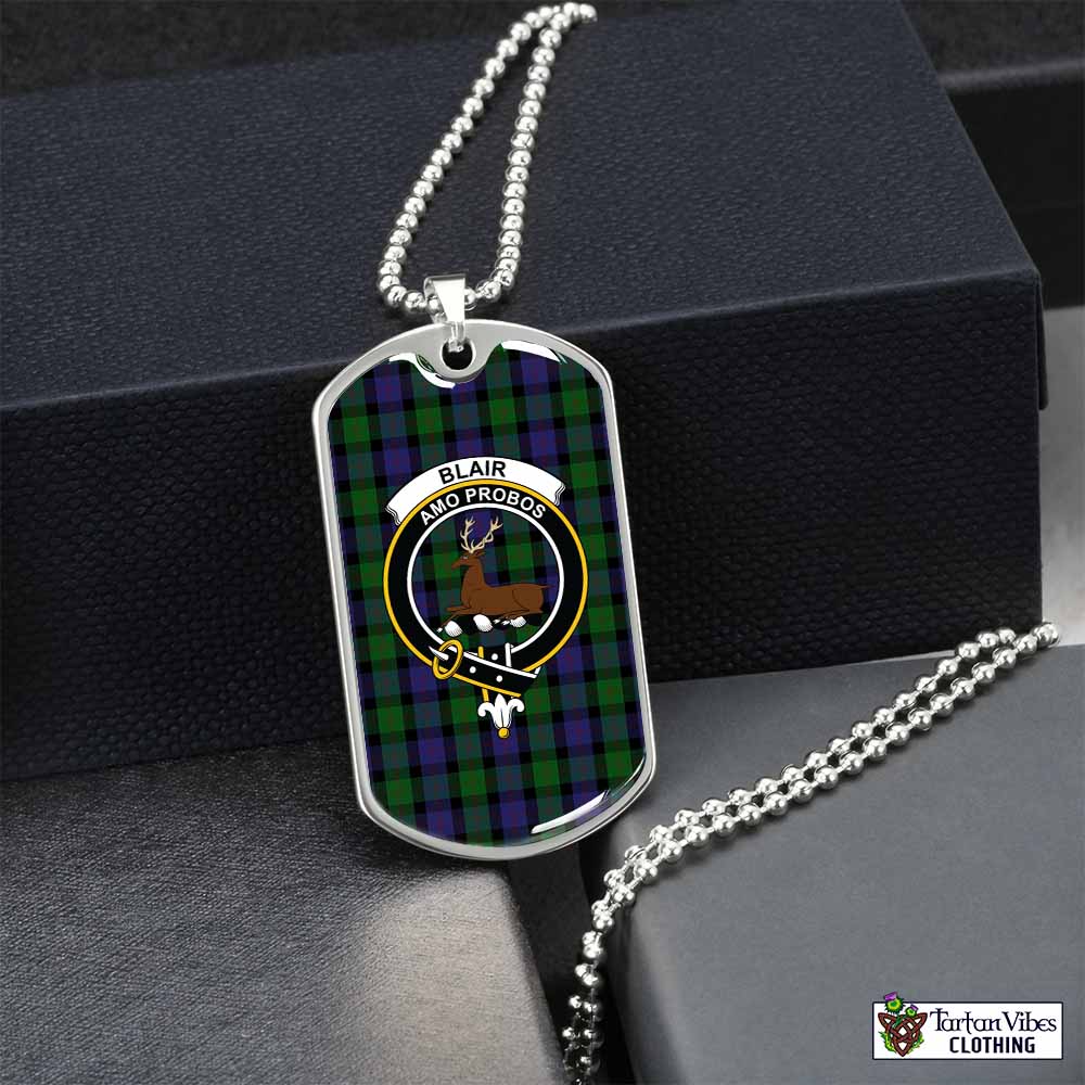 Tartan Vibes Clothing Blair Tartan Dog Tag Necklace with Family Crest