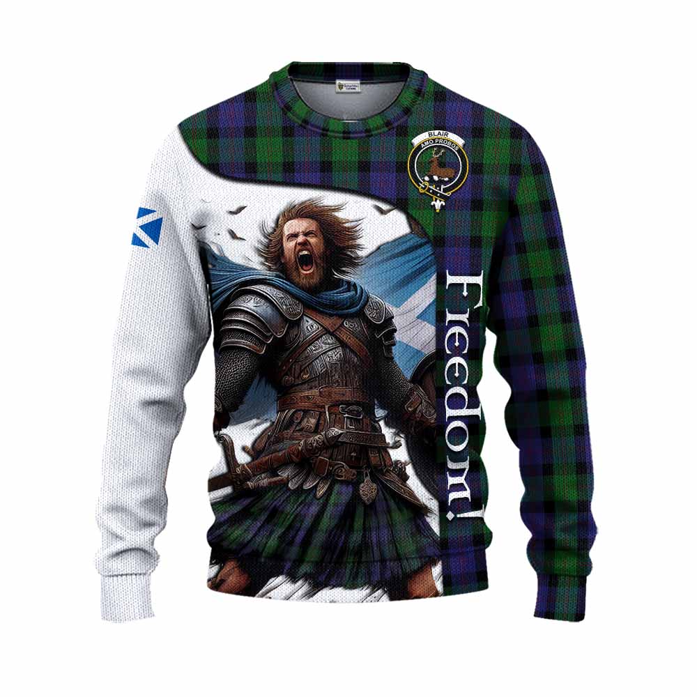 Tartan Vibes Clothing Blair Crest Tartan Knitted Sweater Inspired by the Freedom of Scottish Warrior