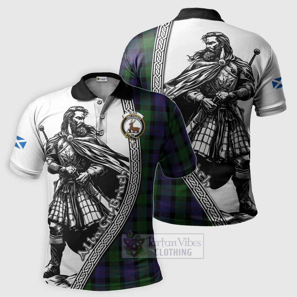 Tartan Vibes Clothing Blair Tartan Clan Crest Polo Shirt with Highlander Warrior Celtic Style