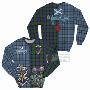 Blair Tartan Sweatshirt Happy St. Andrew's Day Half Tartan Style