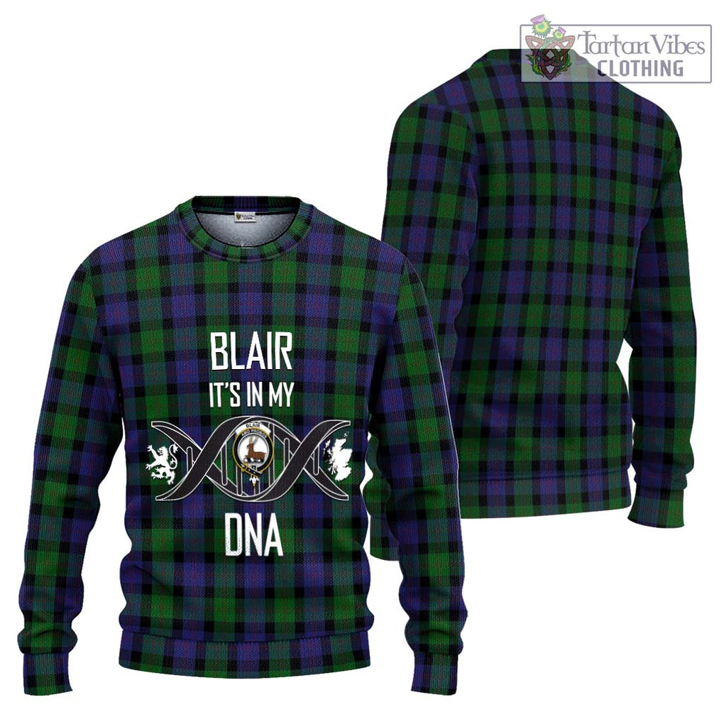 Blair Tartan Knitted Sweater with Family Crest DNA In Me Style Unisex - Tartanvibesclothing Shop