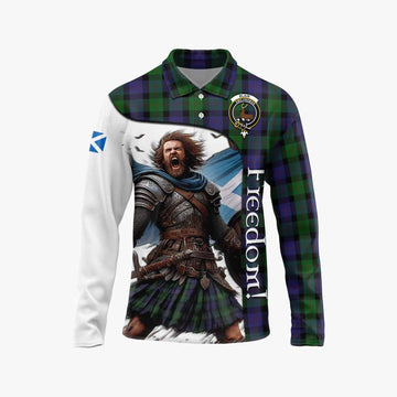 Blair Crest Tartan Long Sleeve Polo Shirt Inspired by the Freedom of Scottish Warrior