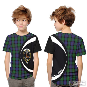 Blair Tartan Kid T-Shirt with Family Crest Circle Style