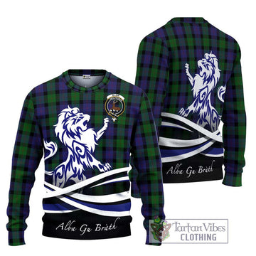 Blair Tartan Ugly Sweater with Alba Gu Brath Regal Lion Emblem