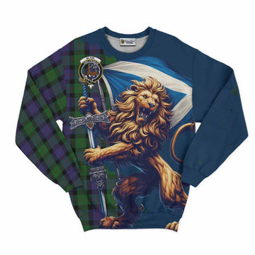 Blair Tartan Family Crest Sweatshirt with Scottish Majestic Lion