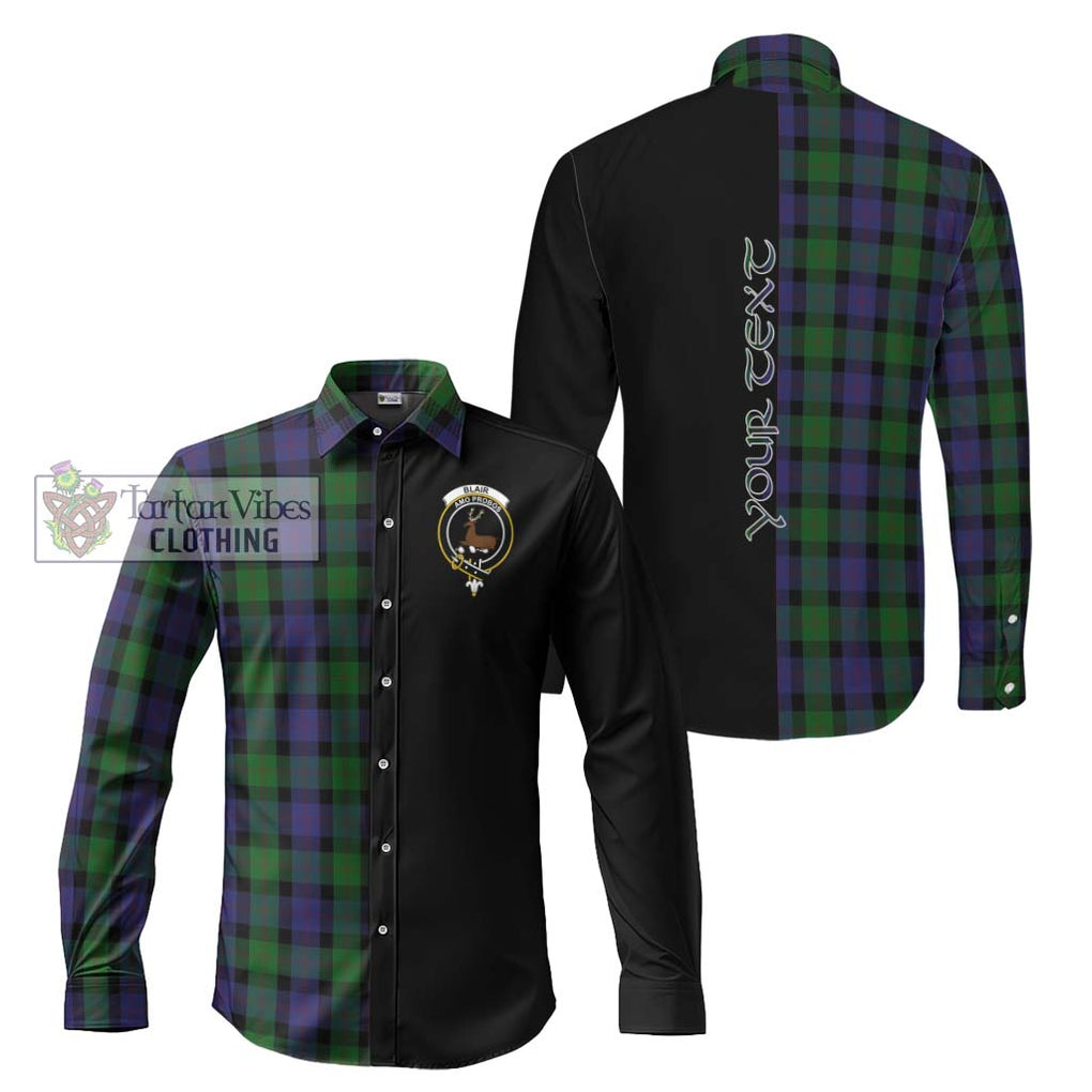 Blair Tartan Long Sleeve Button Shirt with Family Crest and Half Of Me Style Men's Shirt S - Tartanvibesclothing Shop