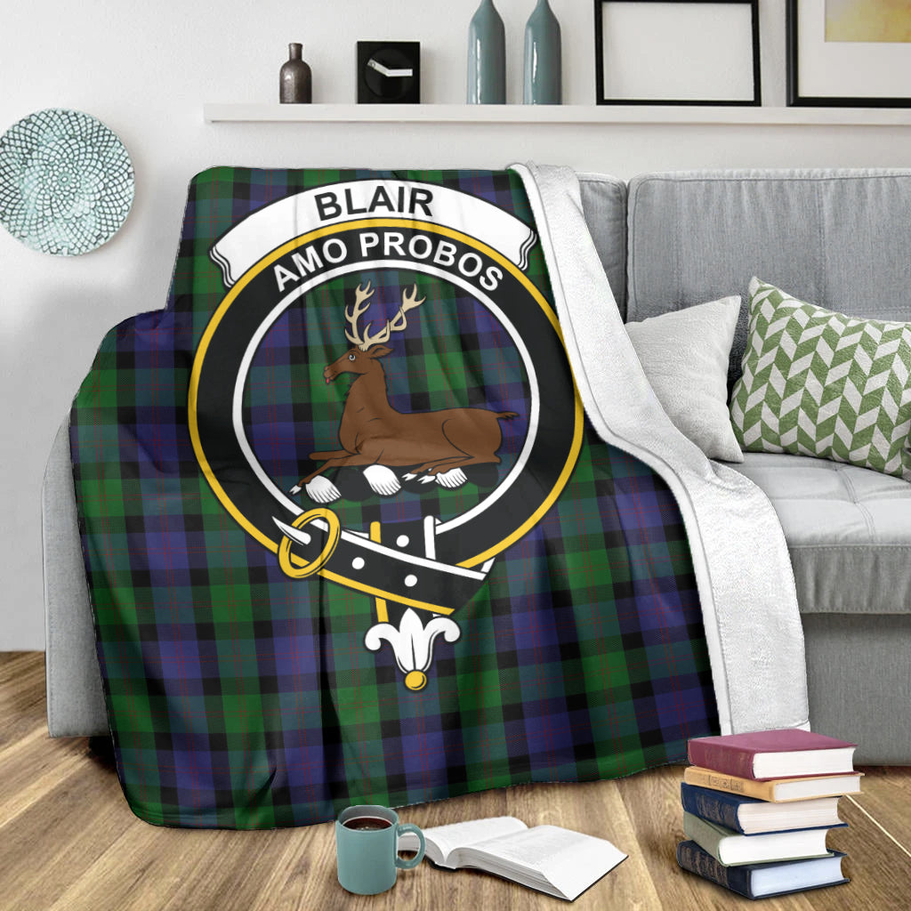 Blair Tartan Blanket with Family Crest X-Large 59 x 79 inches 150 x 200 cm - Tartan Vibes Clothing