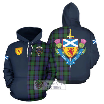 Blair Tartan Hoodie Alba with Scottish Lion Royal Arm Half Style