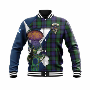 Blair Tartan Family Crest Baseball Jacket Scottish Thistle Celtic Inspired Unisex - Tartan Vibes Clothing