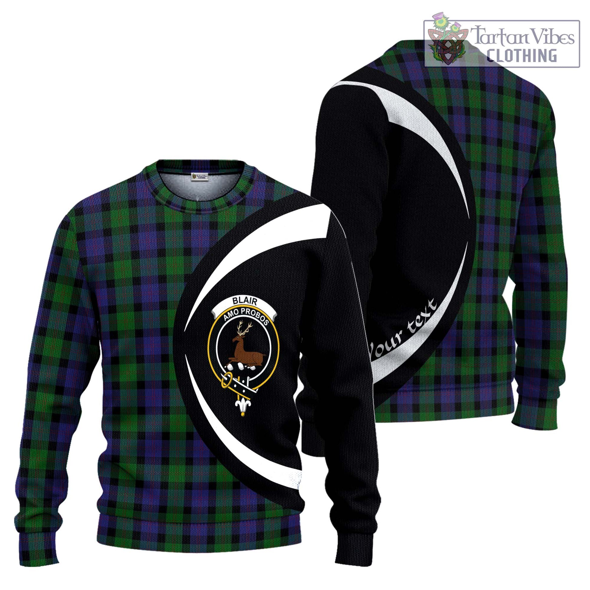 Blair Tartan Ugly Sweater with Family Crest Circle Style Unisex - Tartan Vibes Clothing