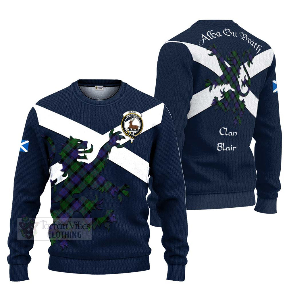 Tartan Vibes Clothing Blair Tartan Lion Rampant Knitted Sweater – Proudly Display Your Heritage with Alba Gu Brath and Clan Name