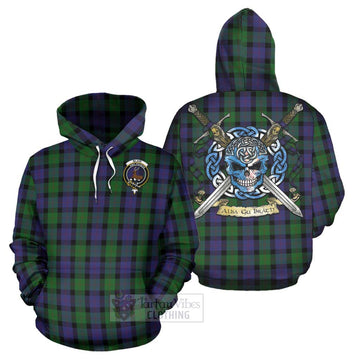 Blair Tartan Hoodie with Family Crest Celtic Skull Style