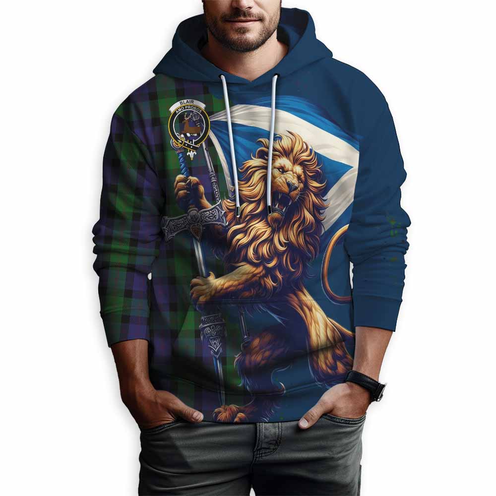 Tartan Vibes Clothing Blair Tartan Family Crest Hoodie with Scottish Majestic Lion