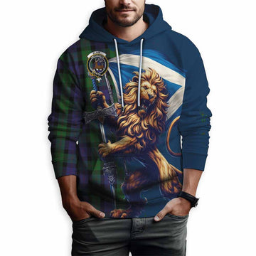 Blair Tartan Family Crest Hoodie with Scottish Majestic Lion