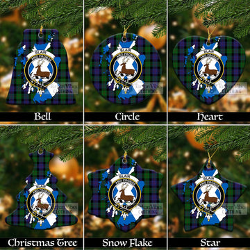 Blair Tartan Christmas Ornament with Family Crest and Scotland Map