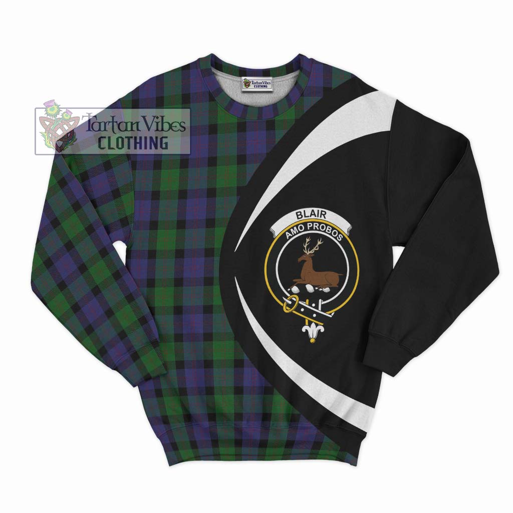 Blair Tartan Sweatshirt with Family Crest Circle Style Unisex - Tartan Vibes Clothing