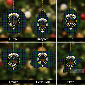 Blair Tartan Christmas Aluminium Ornament with Family Crest