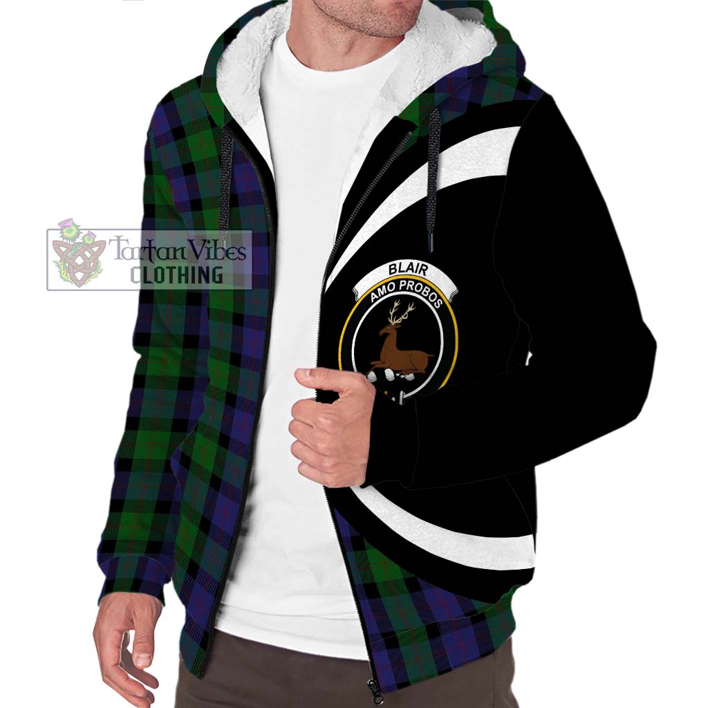 Blair Tartan Sherpa Hoodie with Family Crest Circle Style Unisex S - Tartan Vibes Clothing