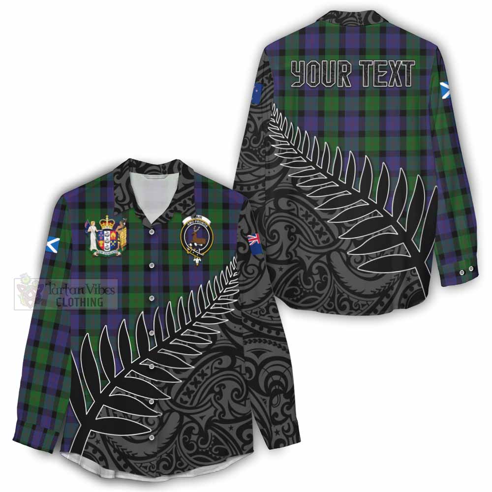 Tartan Vibes Clothing Blair Crest Tartan Women's Casual Shirt with New Zealand Silver Fern Half Style