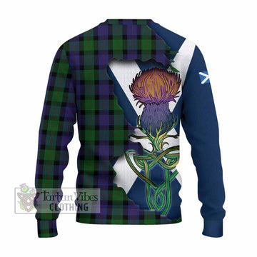 Blair Tartan Family Crest Knitted Sweater Scottish Thistle Celtic Inspired - Tartan Vibes Clothing